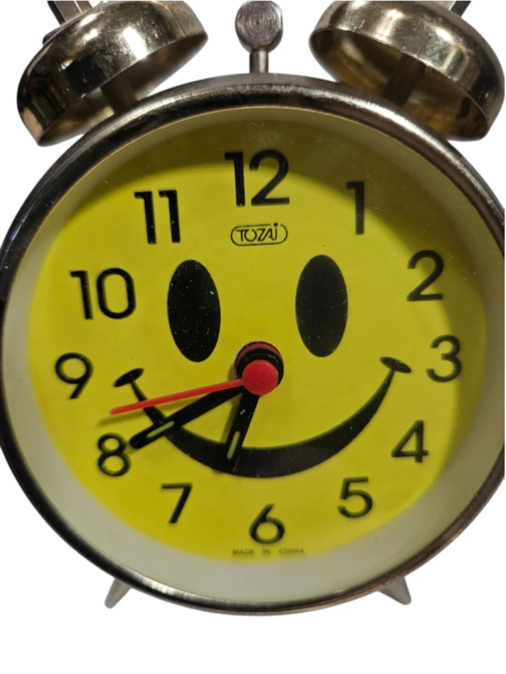 Tozai Smiley Face Twin Bell Alarm Clock Vintage Emoji Clock For Repair